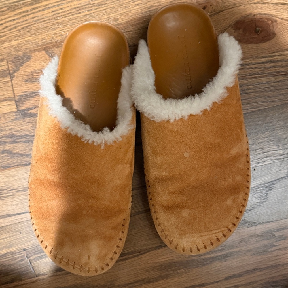 Jenni Kayne Tan Shearling Mules